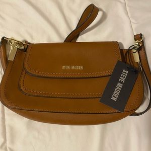 Steve Madden shoulder purse crossbody bag. Brown leather purse. New with tags